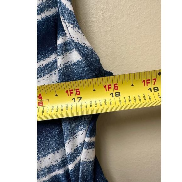 Vacation Euro Summer Blue White Ombre V-Neck Sleeveless Wrap Maxi Dress Size M - Picture 10 of 11